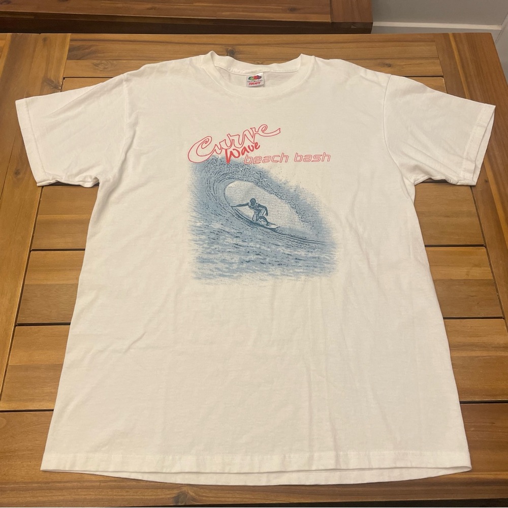 Vintage 90s Curve Wave Beach Bash Liz Clairborne Shirt Large White Surf